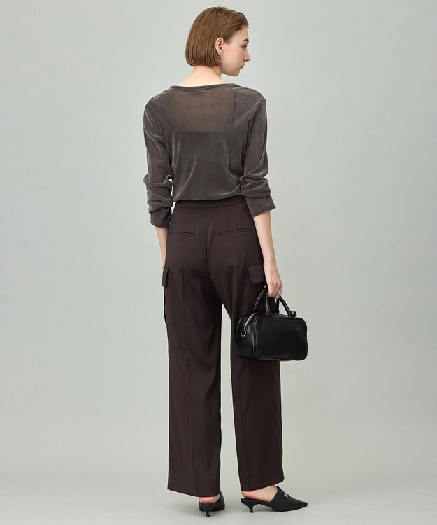 ICB L 【洗える】フロッキーベロア プルオーバー チャコール系