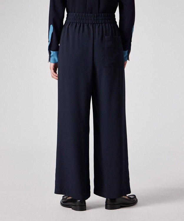 Paul Smith バックサテン ジョーゼット ワイドパンツ ネイビー
