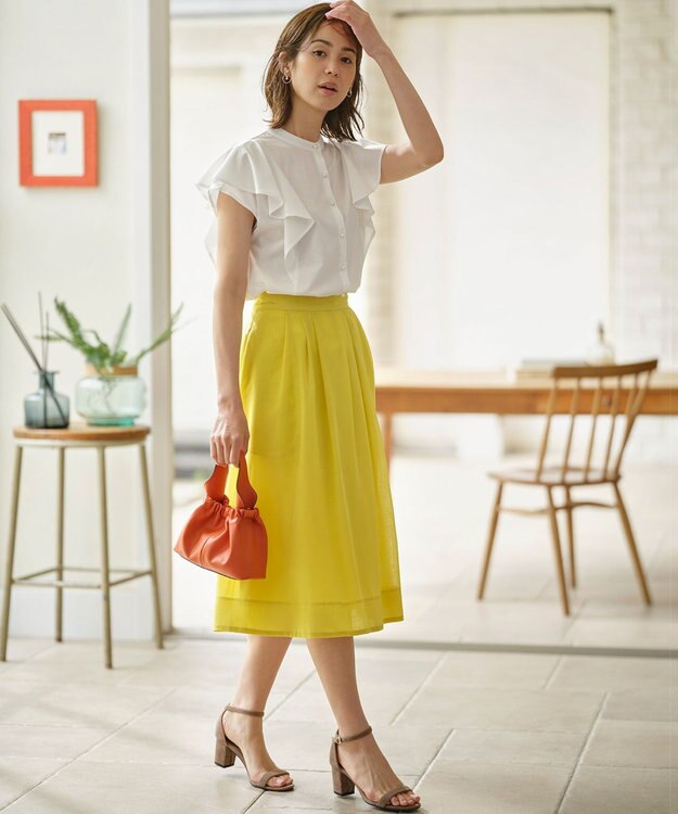 組曲 【UVケア】プレーティング天竺 パールボタンブラウス アイボリー系