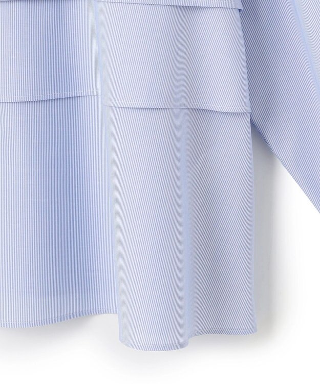 ICB 【洗える】 クリーンブロード クロップドブラウス ブルーストライプ系