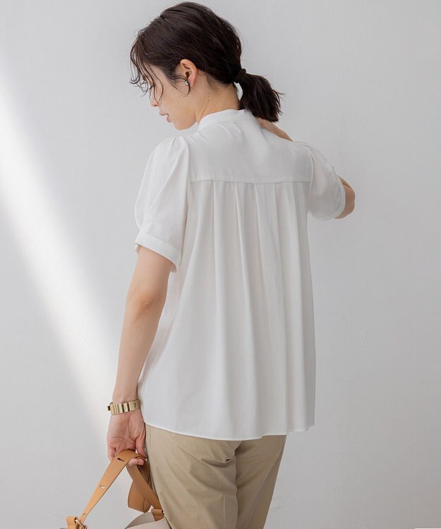 組曲 プレーティング天竺5分袖 カットソー アイボリー系