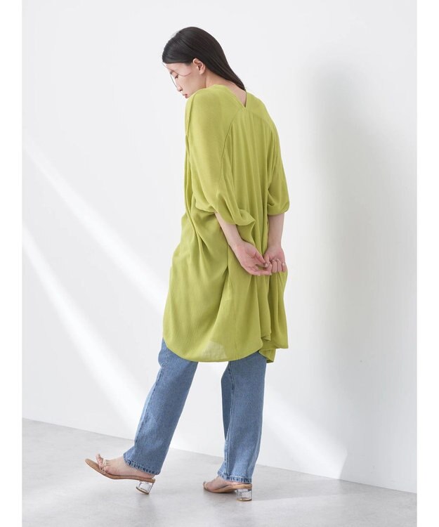 earth music&ecology レーヨンビッグシャツチュニック Lime Green