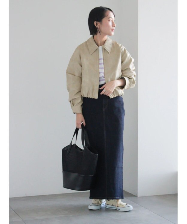 Te chichi フェイクレザークロップドブルゾン グレー