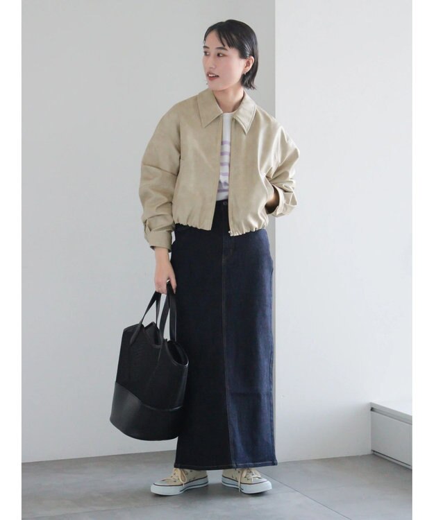 Te chichi フェイクレザークロップドブルゾン グレー