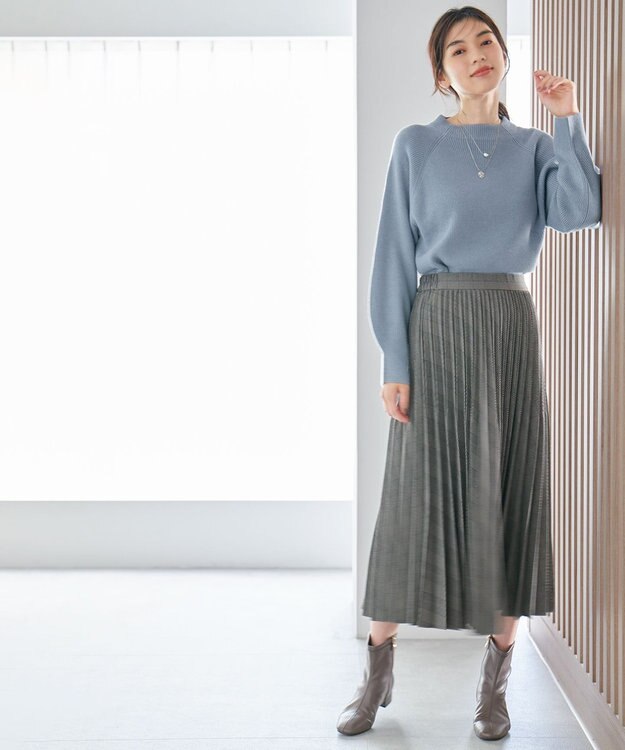 ANY 【10色展開/ウエストゴム】ウーリッシュフラノ プリーツスカート グレーグレンチェック