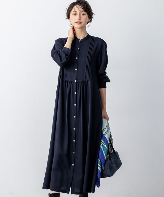 23区 L 【洗える】TWビエラ ブザム ワンピース ネイビー系