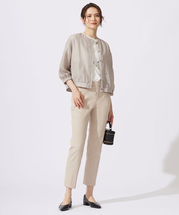 自由区 【カタログ掲載・接触冷感・洗える】ブライトシアーノーカラー ブルゾン サンド