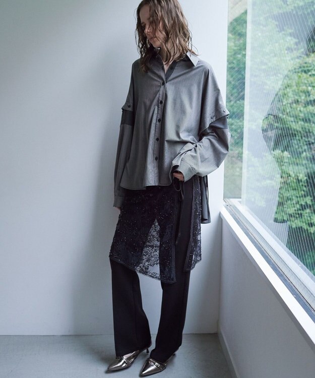 YECCA VECCA ストレッチセンターシームフレアパンツ Black
