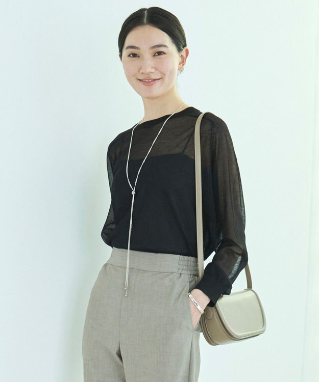 UNFILO L ラメシアー ニット ブラック