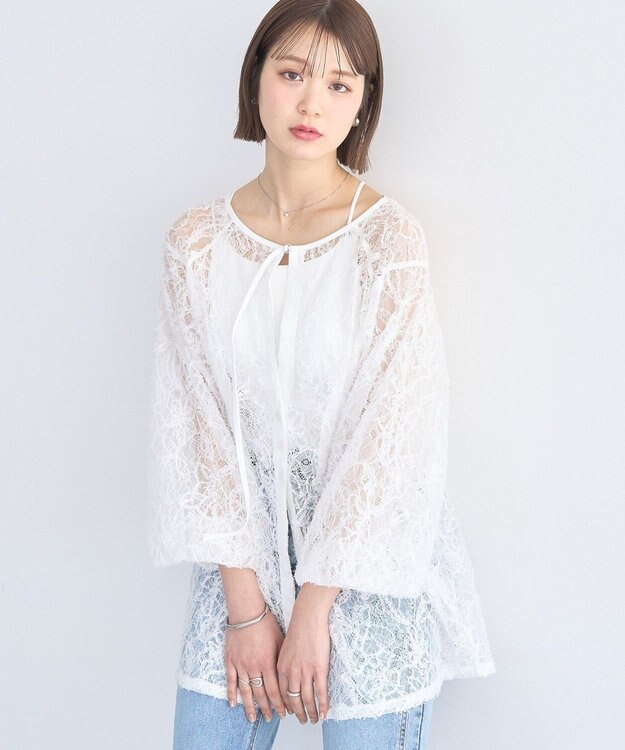 earth music&ecology レースフラワーブラウス Off White