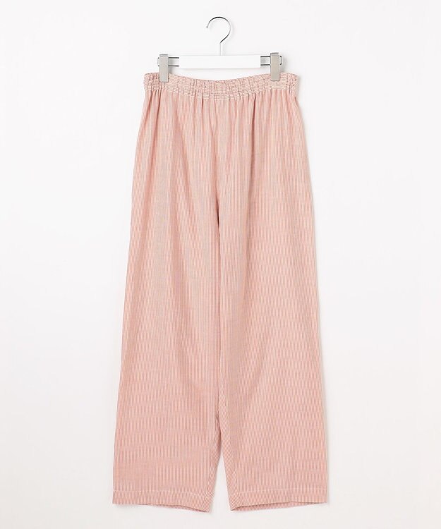 自由区 【WEB限定】オーガニックコットンパジャマ レッドストライプ×ブラウン