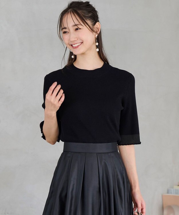 ANY SIS 【洗える】シアーディテール ニット ブラック