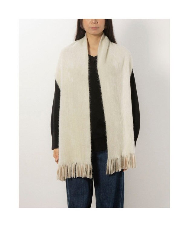 UNBILLION カシュネ cache nez / ラッセルミンク起毛リバーシブルマフラー アイボリー