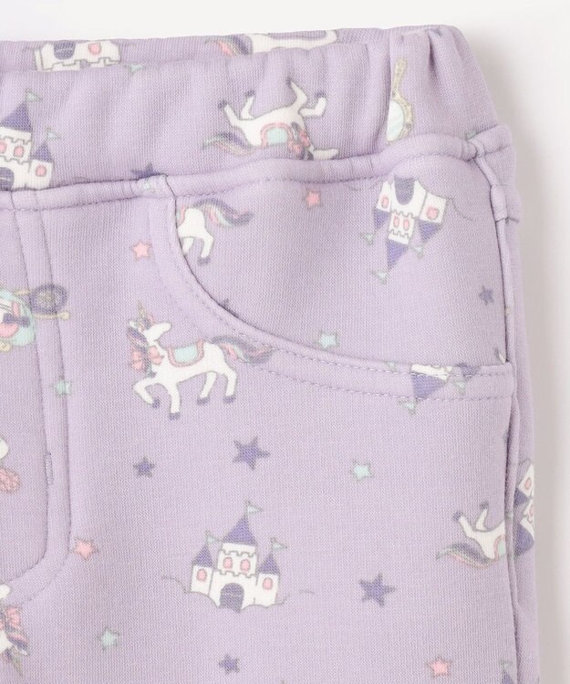 ANY KIDS 7days 裏シャギー 総柄 パンツ ラベンダー系ユニコーン柄