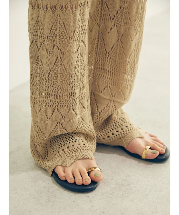 AMERICAN HOLIC 透かし編みニットパンツ Beige