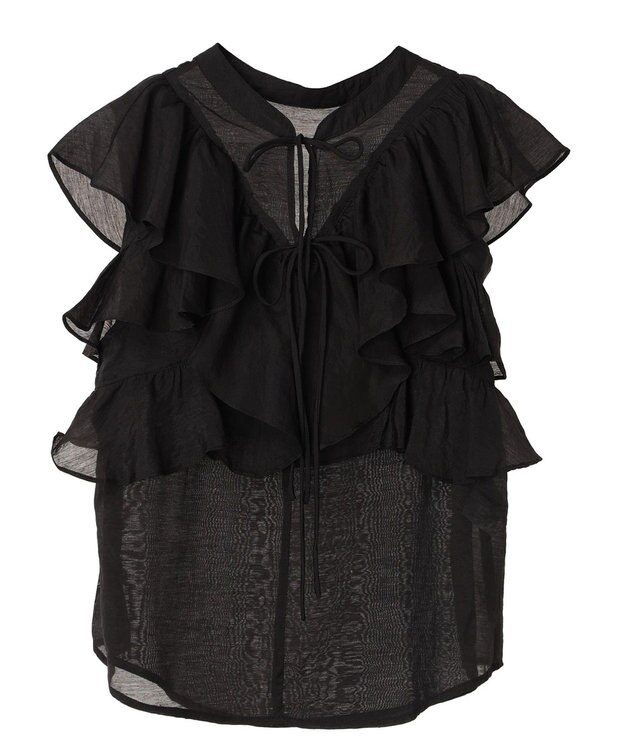 earth music&ecology ２ＷＡＹフリルブラウス Black