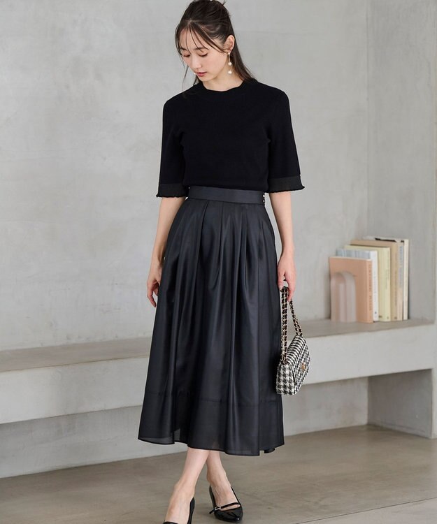 ANY SIS 【洗える】シアーディテール ニット ブラック