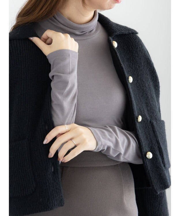 Te chichi 吸湿発熱タートルネックカットソー《2025winter catalog item》 チャコールグレー