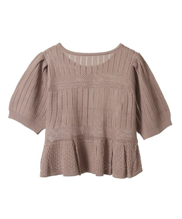 earth music&ecology ＳＥＴ２点レース編みペプラムカーデ＋スカート Pink Beige