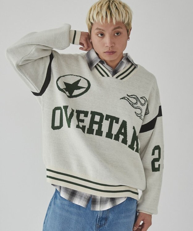 WEGO 【ユニセックス着用ITEM】ラインリブゲームロゴプルオーバー ホワイト