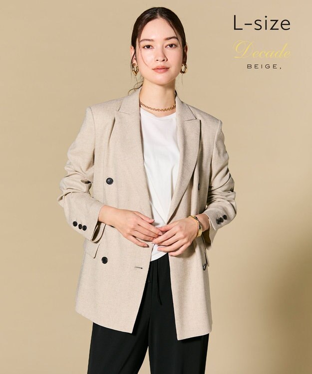 BEIGE， 【L-size】CAROLE / リネンライク ダブルジャケット Sand