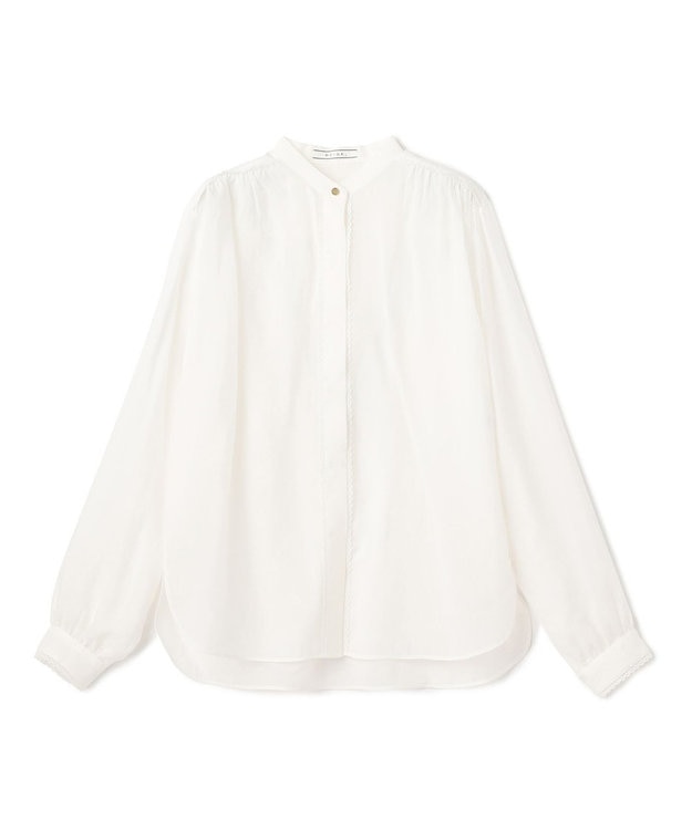 BEIGE， PAULINE / リネンヴィスコースレースブラウス White