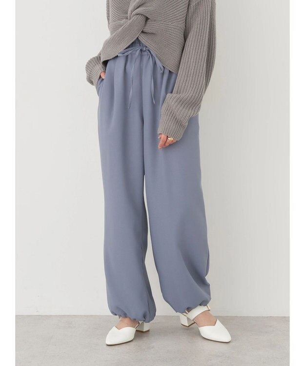 earth music&ecology 裾ドロストパラシュートパンツ Grayish Blue