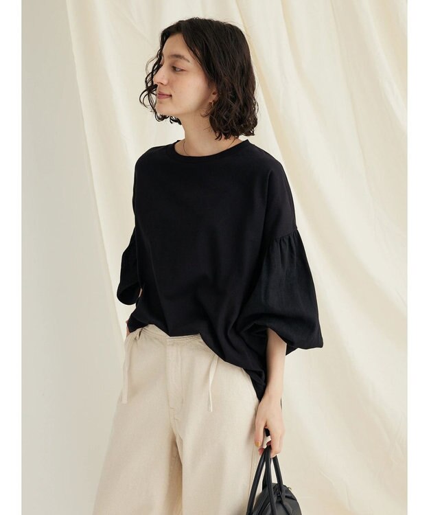 CRAFT STANDARD BOUTIQUE Ｌ／Ｒキャンバスドッキングカットプルオーバー Black