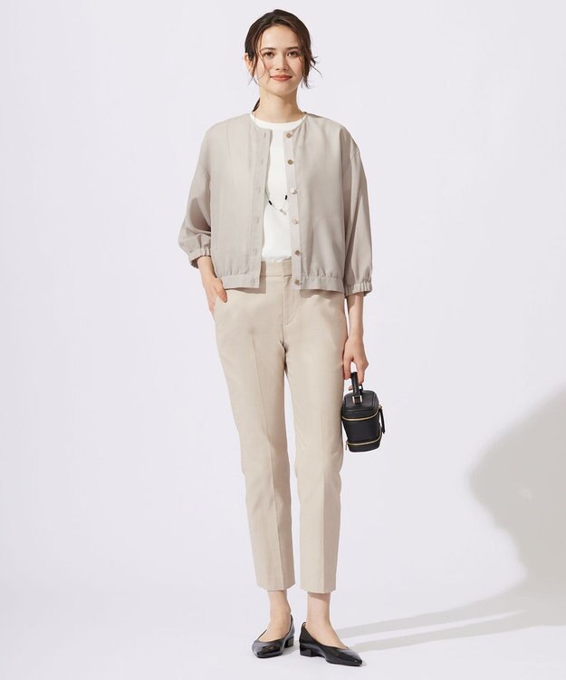 自由区 【カタログ掲載・接触冷感・洗える】ブライトシアーノーカラー ブルゾン サンド