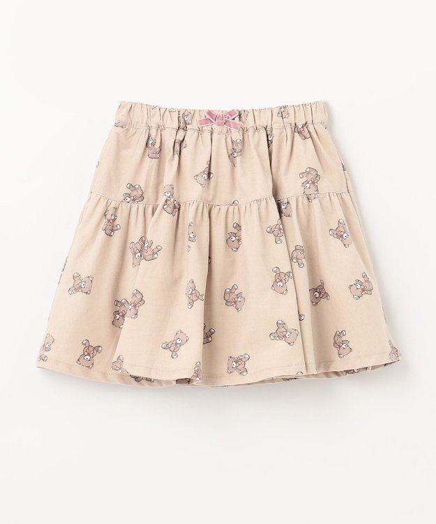 ANY KIDS チェック柄/アニマル柄スカパン ベージュ系クマ