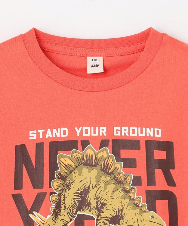 ANY KIDS 【洗濯機可能】恐竜プリント 半袖Tシャツ オレンジ