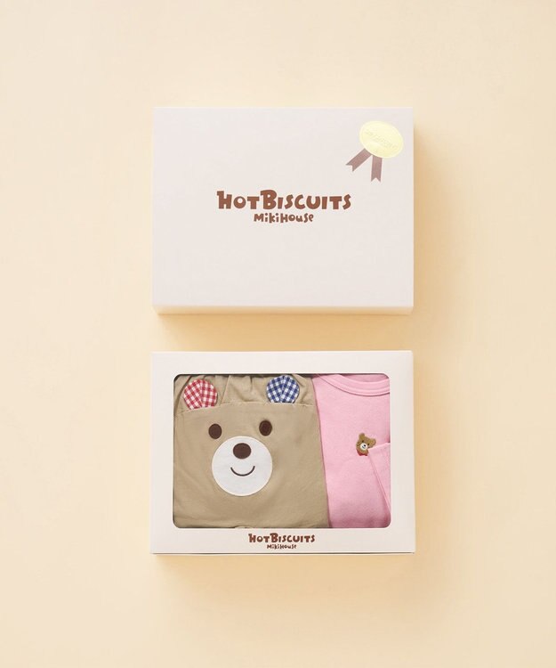 MIKI HOUSE HOT BISCUITS ワンポイント半袖Tシャツ＆顔ドンブルマギフトセット【BOX付き】 ピンク