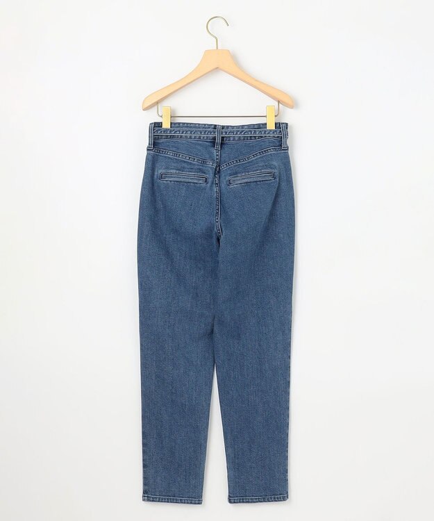 組曲 ライトデニム ベルト付きストレートパンツ インディゴネイビー系