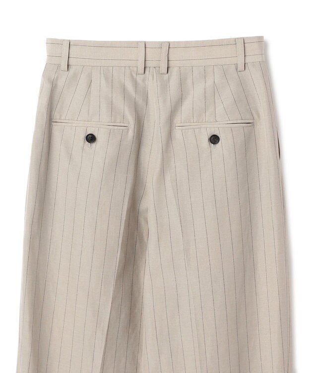 BEIGE， ERYTH / リネンストライプ タックワイドパンツ Flax × Bordeaux