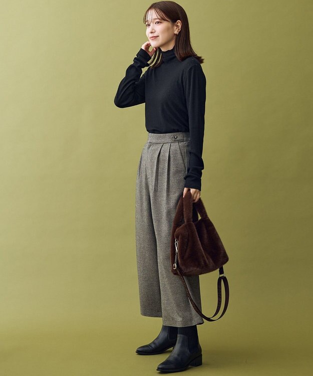 ANY L 【ウエストゴム】ライトツイードパンツ グレー