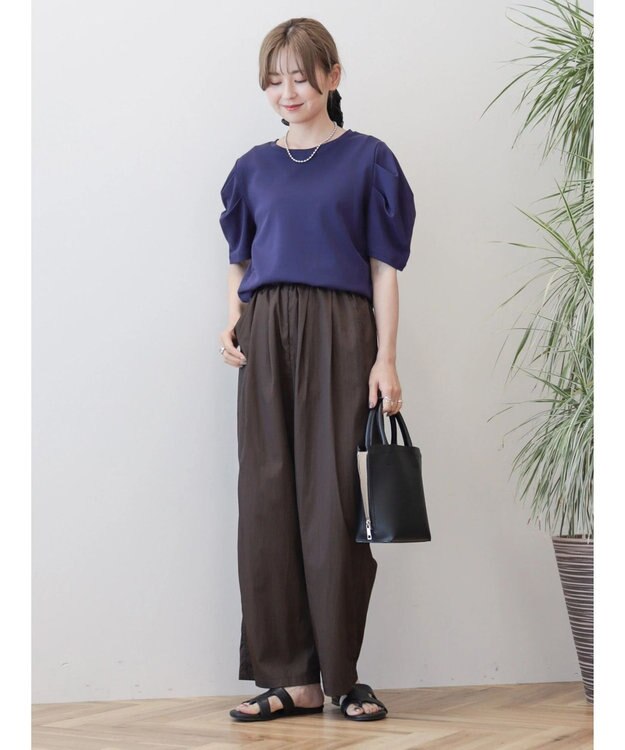 AMERICAN HOLIC 接触冷感タックスリーブ５分袖カットプルオーバー Purple