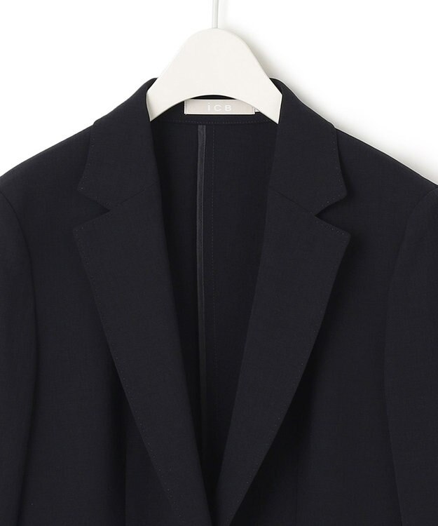ICB 【洗える】レーヨンライクトロ テーラードジャケット ネイビー系