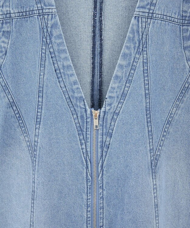 Green Parks ・ＳＵＧＡＲ　ＳＰＯＯＮ　Ｗ－ＺＩＰデニムミニワンピ Indigo