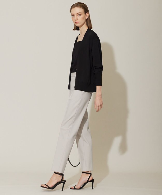 ICB 【洗える】シルクヴィスコースハイゲージ カーディガン ブラック系