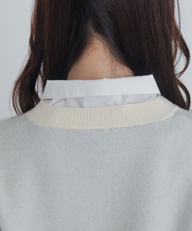 WEGO シャツドッキングジャガードニット ホワイトアイボリー