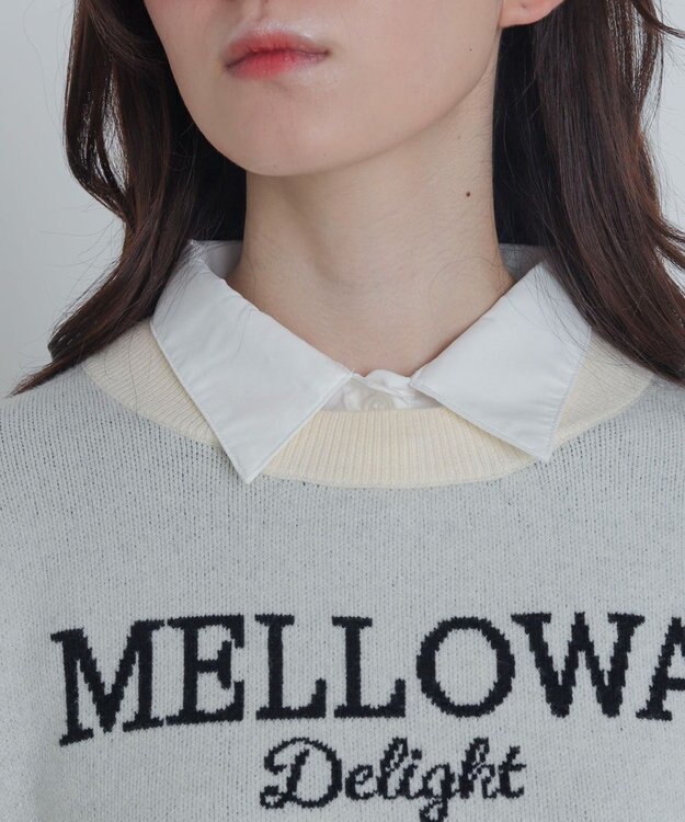 WEGO シャツドッキングジャガードニット ホワイトアイボリー