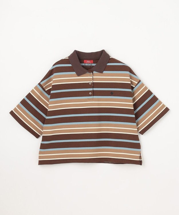 ANY 【POLO BCS別注】マルチカラー短丈ポロシャツ ブラウンボーダー