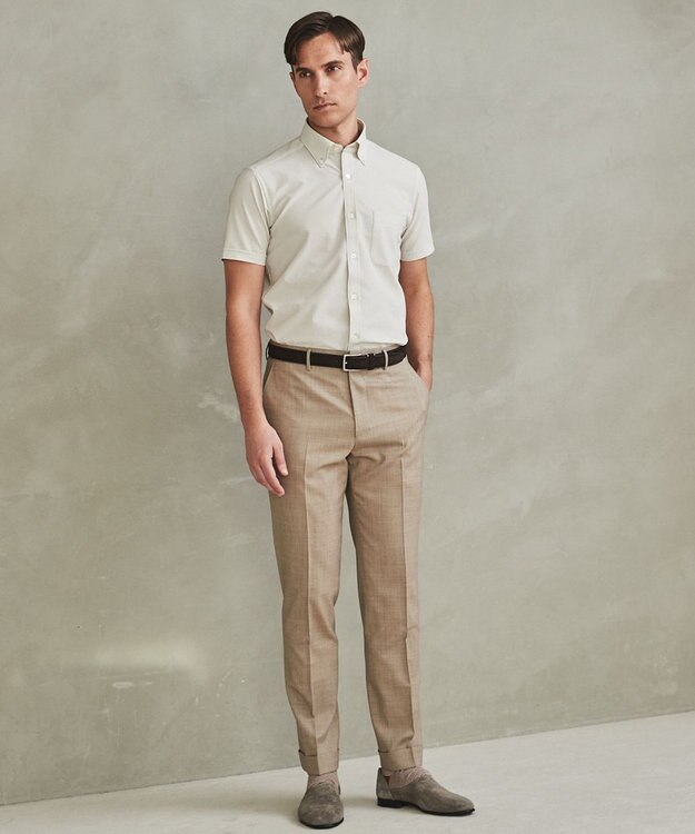 GOTAIRIKU ロングセラー【洗える/折り目加工/シワになりにくい/ウエストアジャスター】ウォッシャブル サマーウール100％パンツ_限定色(ノータック)23/24年モデル ベージュ系