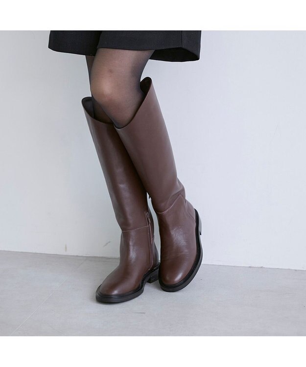 MODE ET JACOMO <carino>レザーロングブーツ ダークブラウン