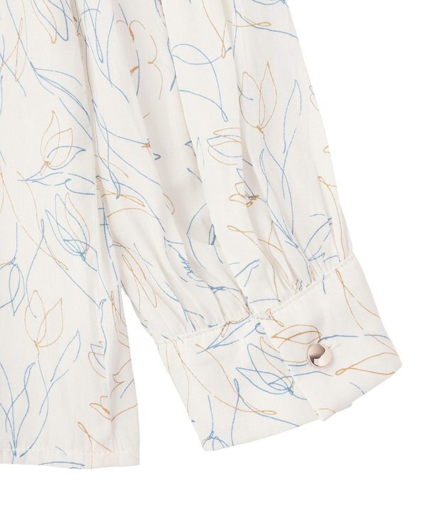 YECCA VECCA ラインフラワー柄ギャザーブラウス Ivory