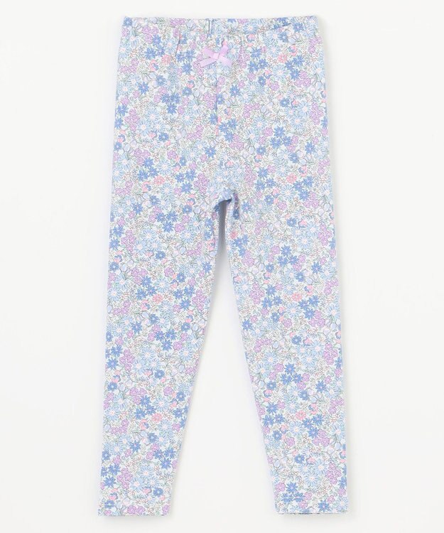 ANY KIDS 総柄フルレングスレギンス サックスブルー×小花柄