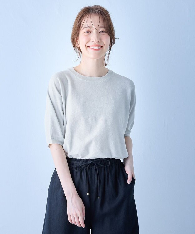 ANY 【洗濯機可/UVケア】ラメニットドルマンプルオーバー オフラメ