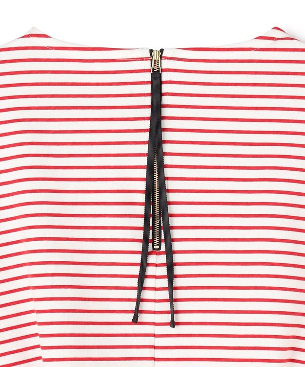 UNFILO ドライタッチリブ バックZIP ボーダートップス オフ×レッド