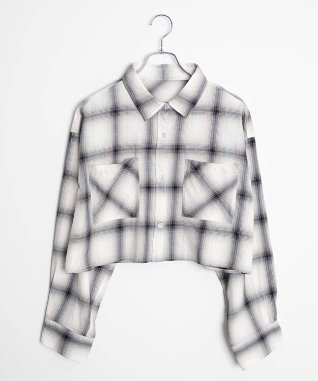 WEGO オンブレチェックショートシャツ ホワイトチェック1