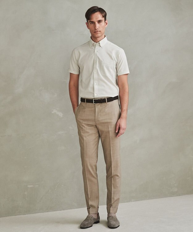 GOTAIRIKU ロングセラー【洗える/折り目加工/シワになりにくい/ウエストアジャスター】ウォッシャブル サマーウール100％パンツ_限定色(ノータック)23/24年モデル ベージュ系